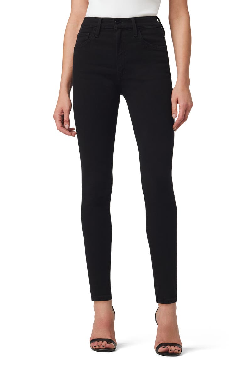 The Charlie High Waist Ankle Skinny Jeans, Main, color, BLACK