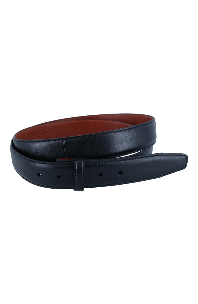 Trafalgar Big & Tall Feather Edge Pebble Leather Harness Belt Strap, Main, color, Black