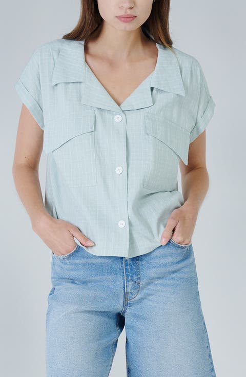 売れ筋商品|||エレントレイシー カットソー トップス レディース Women's Camp Shirt with Button Front Coral Women's Coral Button Up Tops | Nordstrom