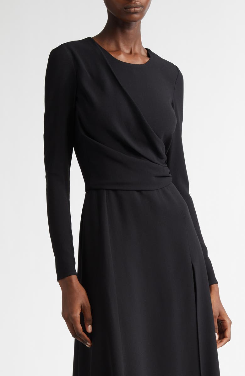 Giambattista Valli Draped Detail Long Sleeve Crepe A-Line Dress, Alternate, color, 