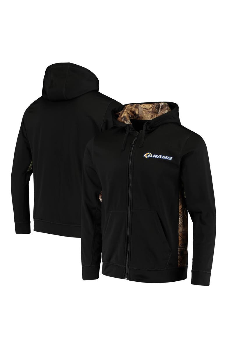 DUNBROOKE Men's Dunbrooke Black/Realtree Camo Los Angeles Rams Decoy Tech Fleece Full-Zip Hoodie, Alternate, color, Black