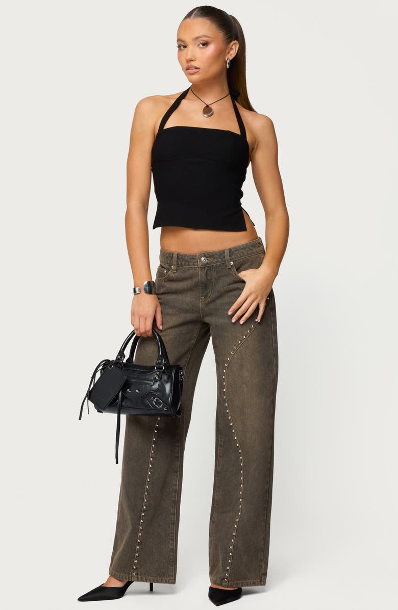 EDIKTED Charliza Studded Low Rise Baggy Jeans, Alternate, color, 