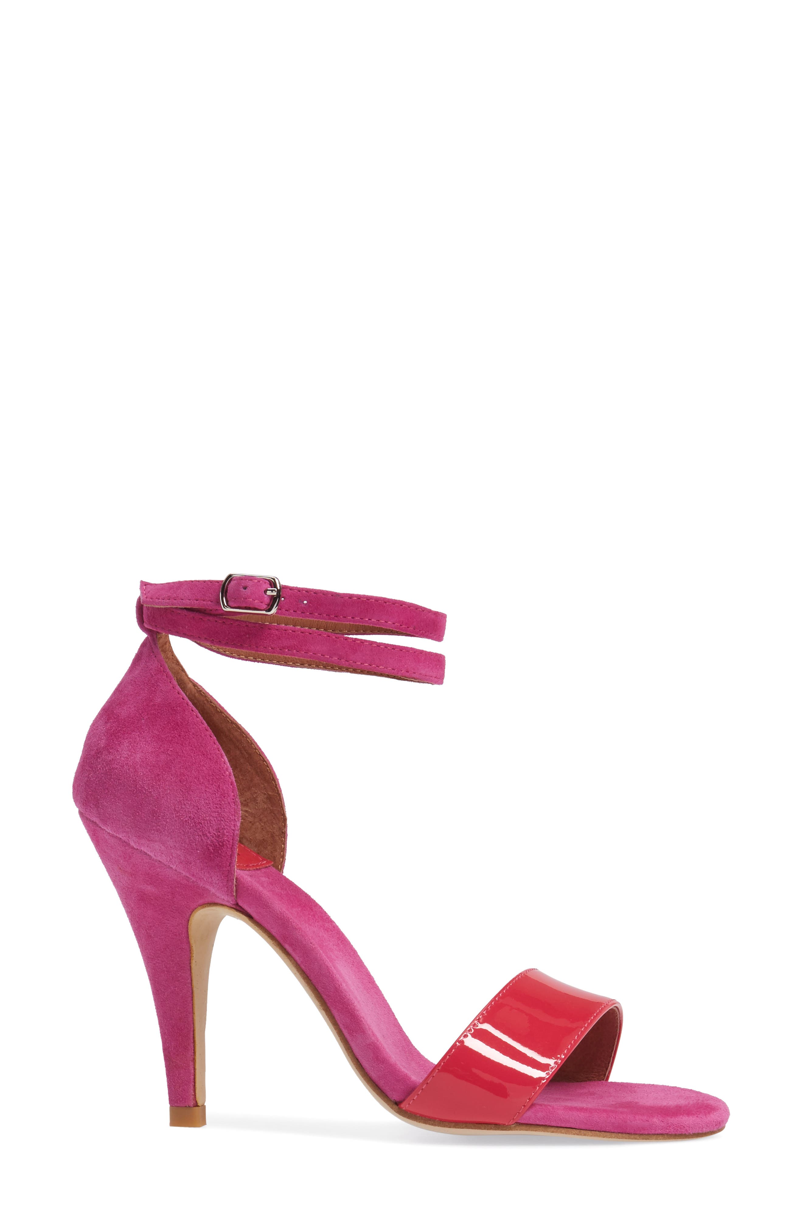Kristy Ankle Strap Sandal, Alternate, color, FUCHSIA LEATHER
