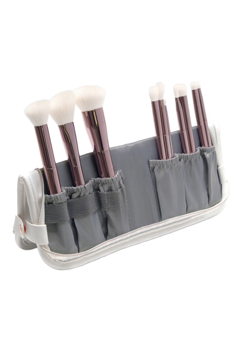 Two-Way Makeup Brush Case, Alternate, color, OFF WHITE