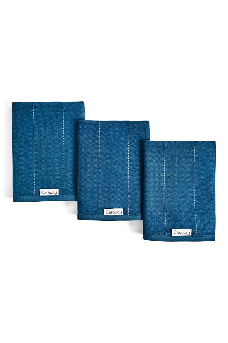 Set of 3 Cotton Tea Towels, Main, color, NAVY