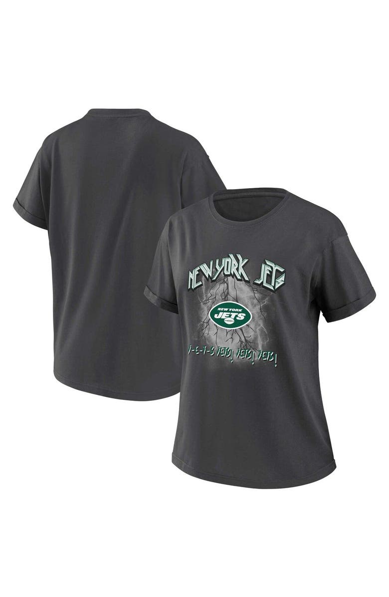 WEAR by Erin Andrews Women's WEAR by Erin Andrews Charcoal New York Jets Boyfriend T-Shirt, Alternate, color, Charcoal