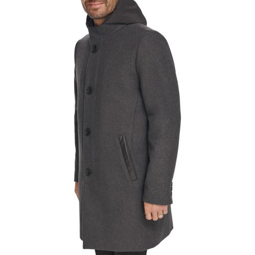 Kenneth Cole Wool Car Coat In Charcoal
