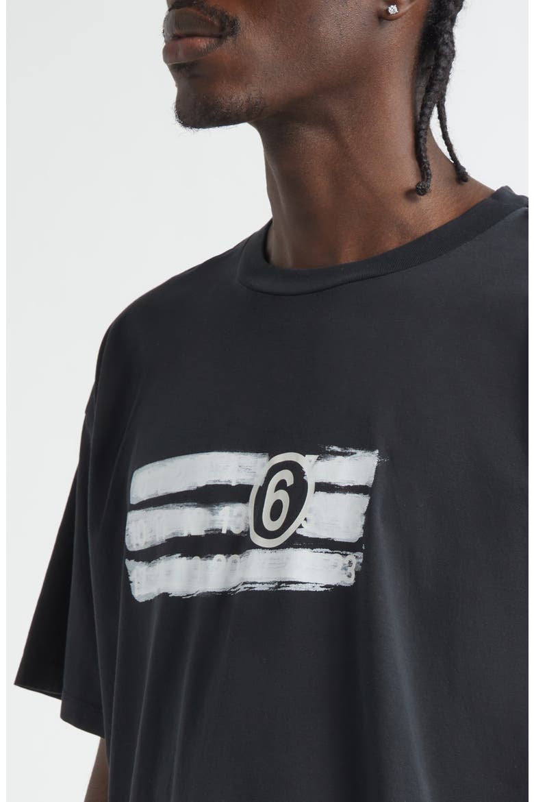 Painted Numeric Motif Graphic T-Shirt, Alternate, color, BLACK