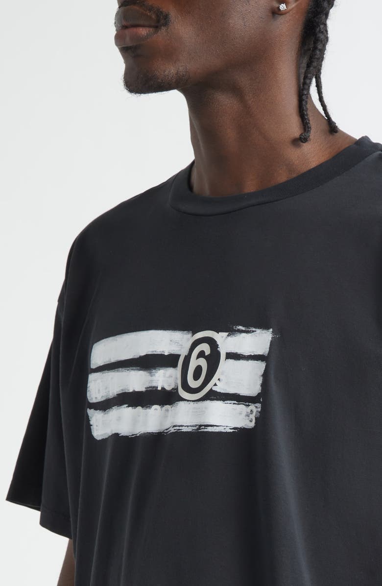 MM6 Maison Margiela Painted Numeric Motif Graphic T-Shirt, Alternate, color, Black
