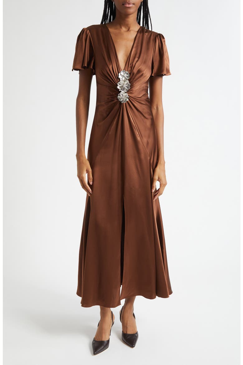 Kordyn Silk Maxi Dress, Main, color, DARK SEPIA