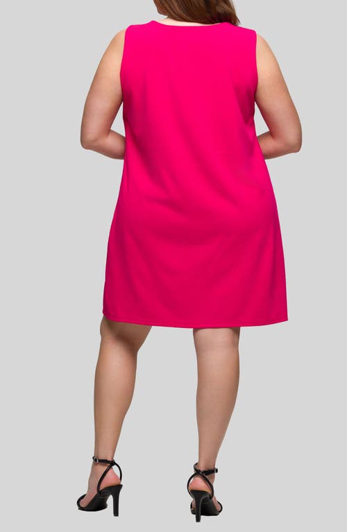24seven Comfort Apparel Plus Size Sleeveless Mini Shift Dress In Pink
