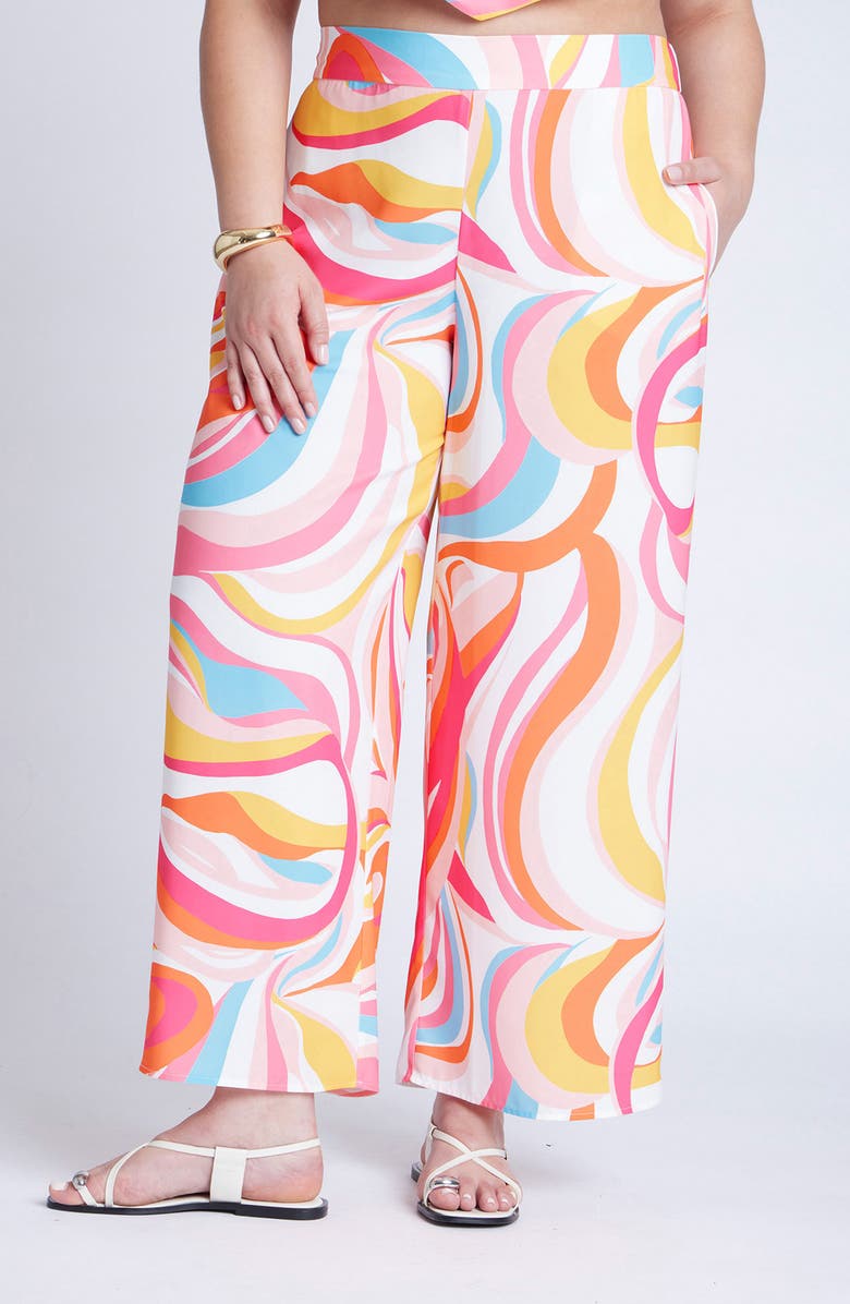 ELOQUII Print Pull-On Wide Leg Pants, Main, color,
