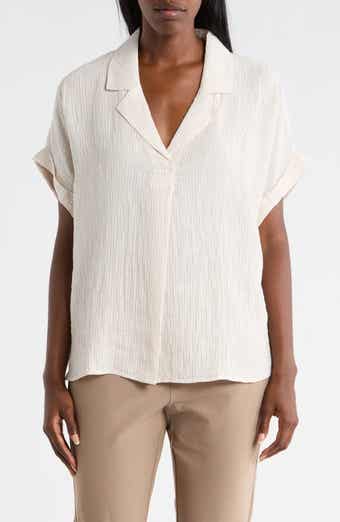 Eileen Fisher Notch Collar Organic Linen Top
