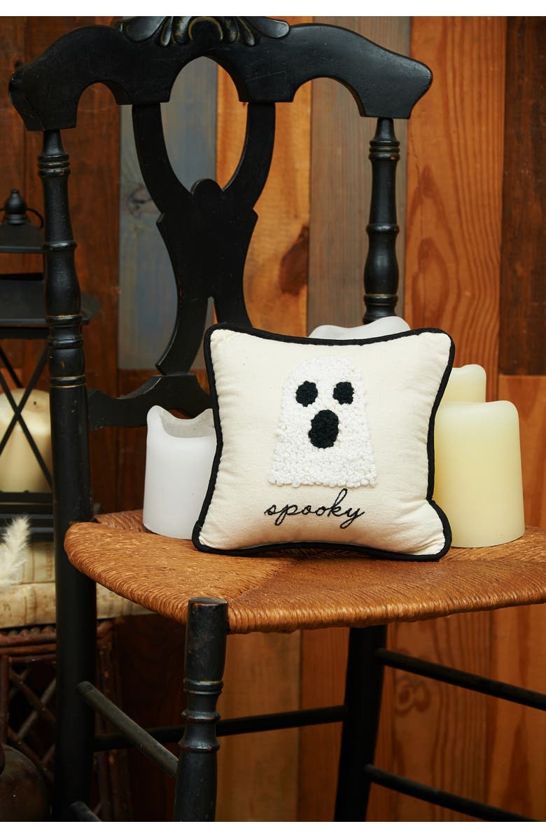 C&F Home Halloween Ghost French Knot Small/Petite Accent Pillow, 8" x 8", Alternate, color, Beige