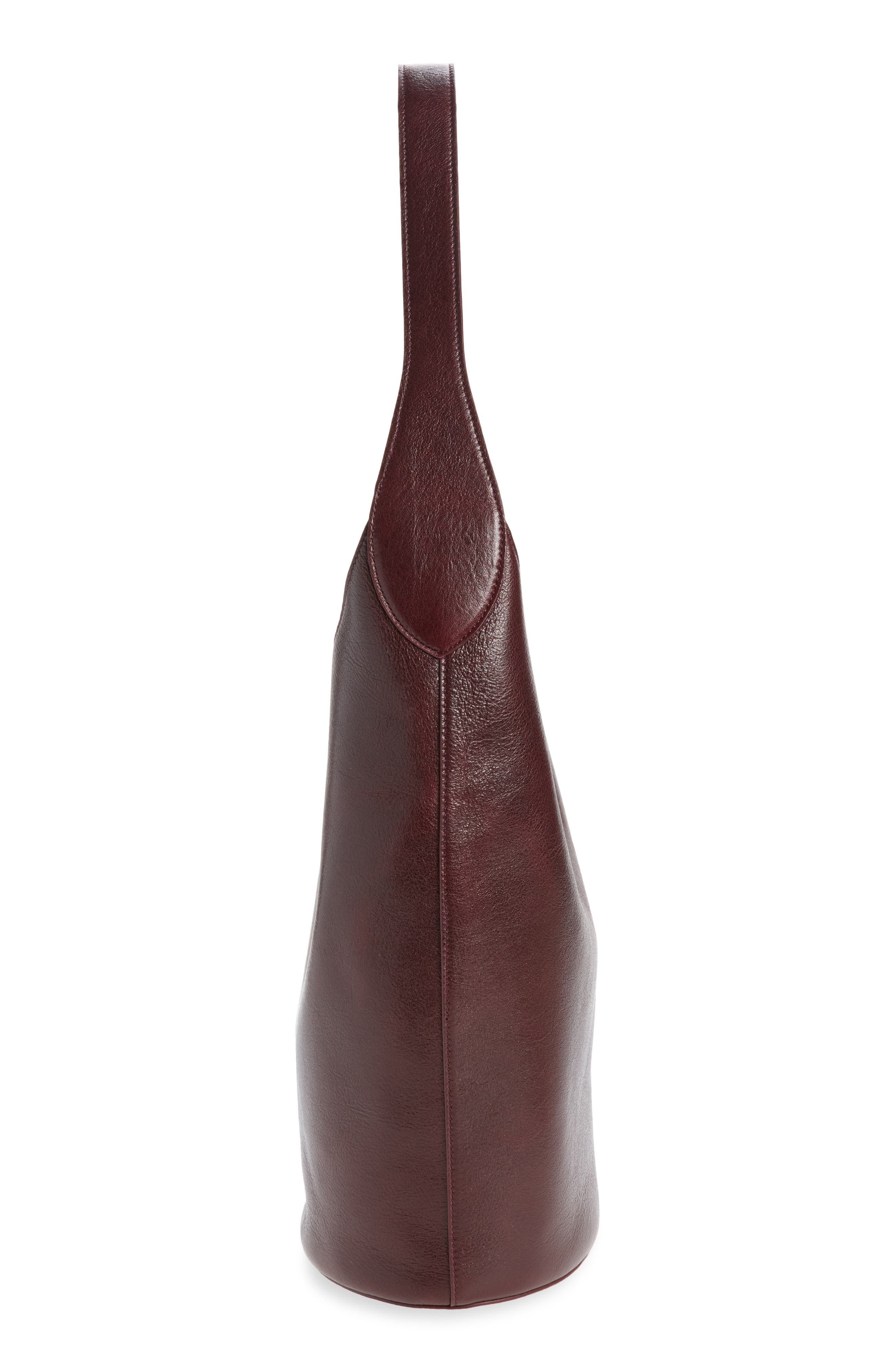 Ring Textured Leather Tote, Alternate, color, DARK BROWN / SILVER