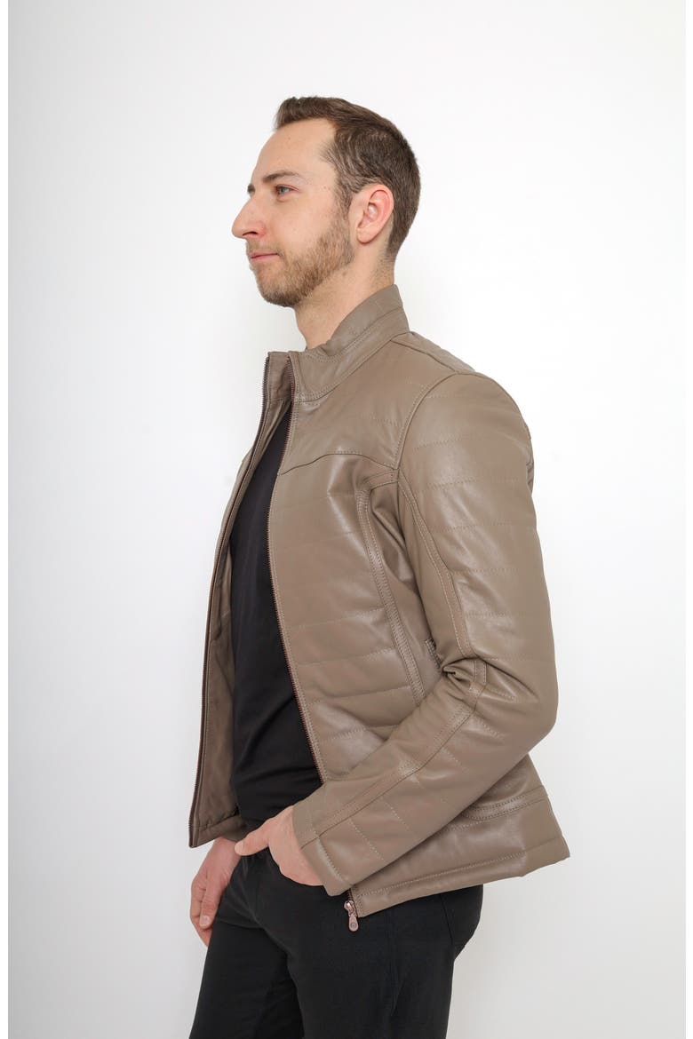 Quilted Leather Jacket, Alternate, color, TAUPE