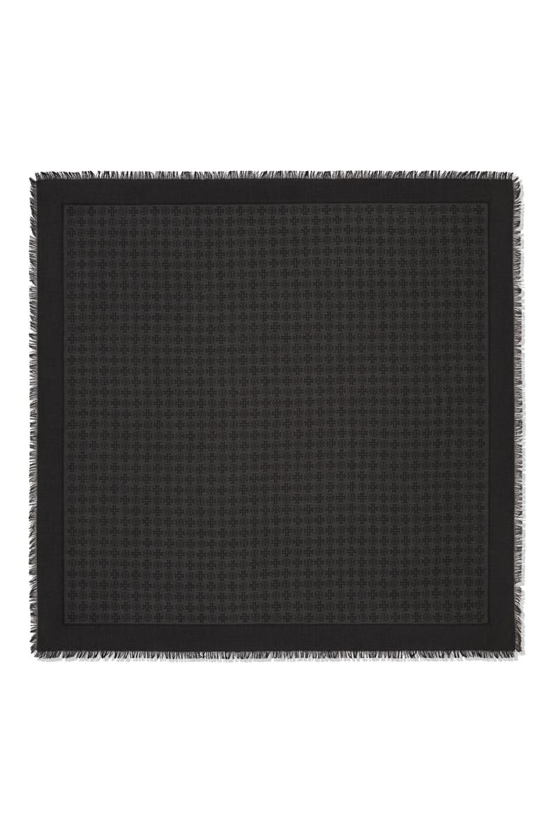 Traveler Logo Jacquard Wool & Silk Scarf, Alternate, color, BLACK