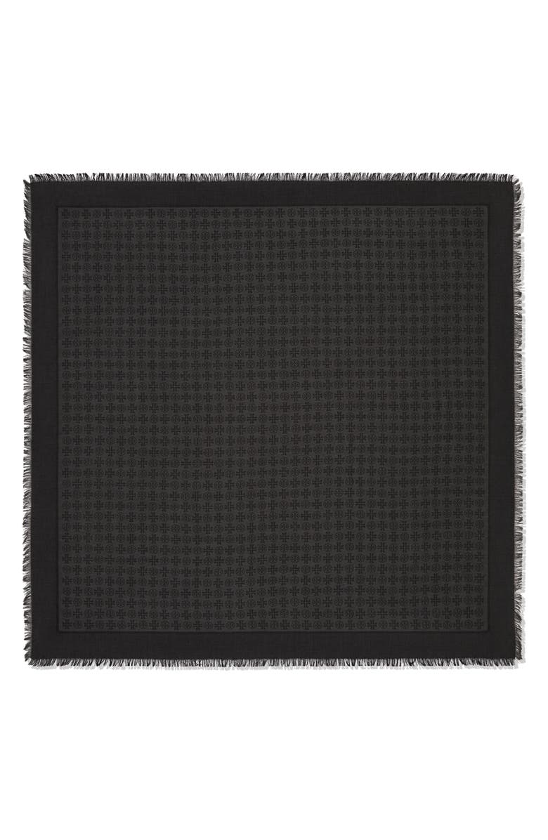 Tory Burch Traveler Logo Jacquard Wool & Silk Scarf, Alternate, color, 