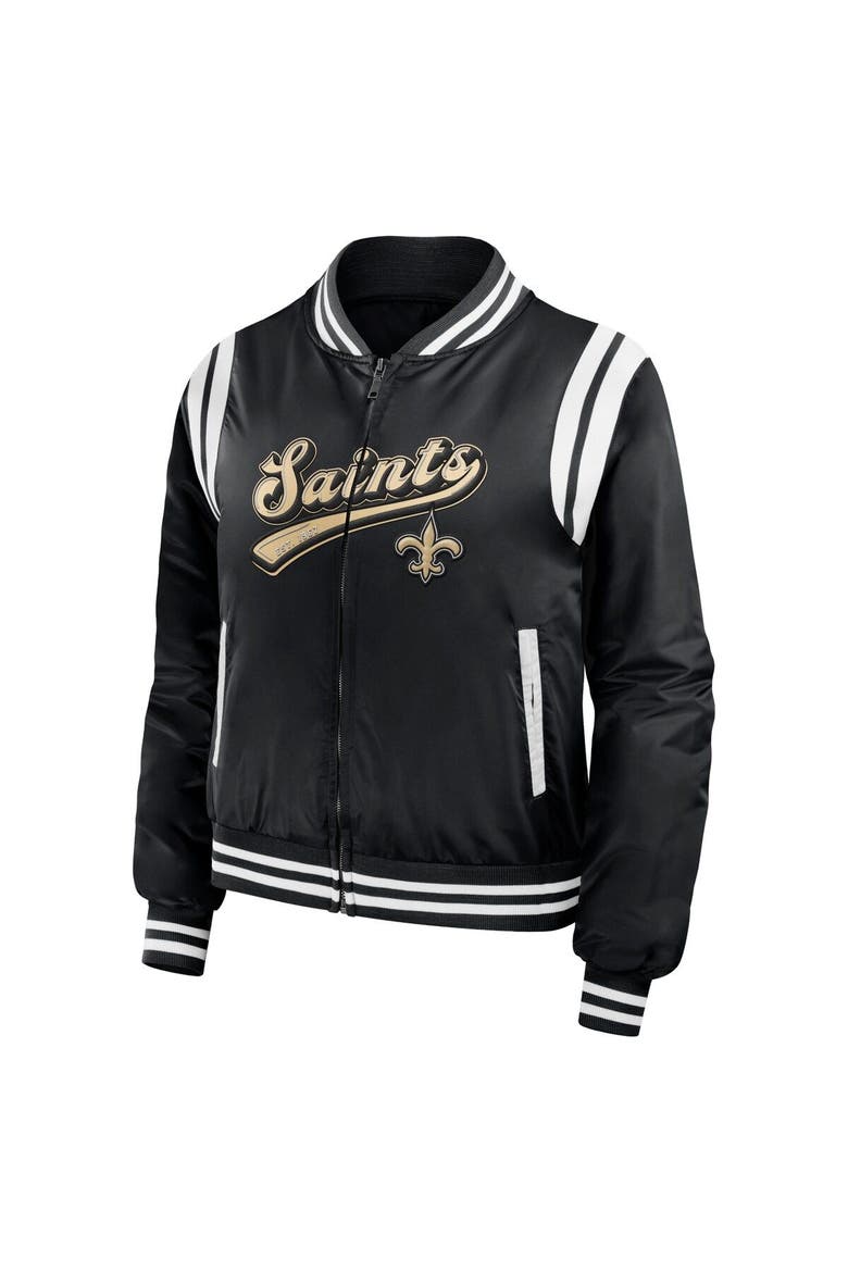 Women's WEAR by Erin Andrews Black New Orleans Saints Bomber Full-Zip Jacket, Alternate, color, Black