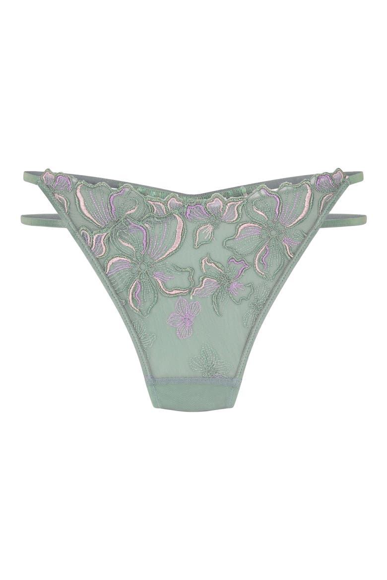 Lauren Embroidered Mesh Thong, Alternate, color, SILT GREEN