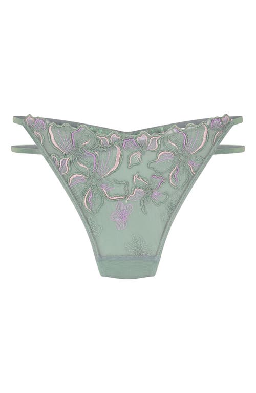 Hunkemoller Hunkemöller Lauren Embroidered Mesh Thong In Gray