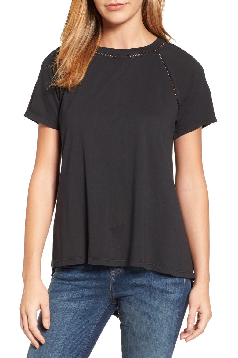 Lace Back Swing Tee, Main, color, BLACK