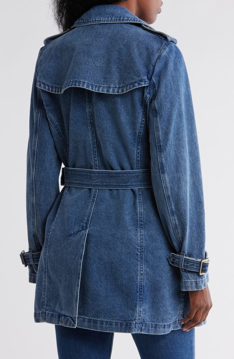 Michael Kors Double Breasted Denim Trench Coat, Alternate, color, 