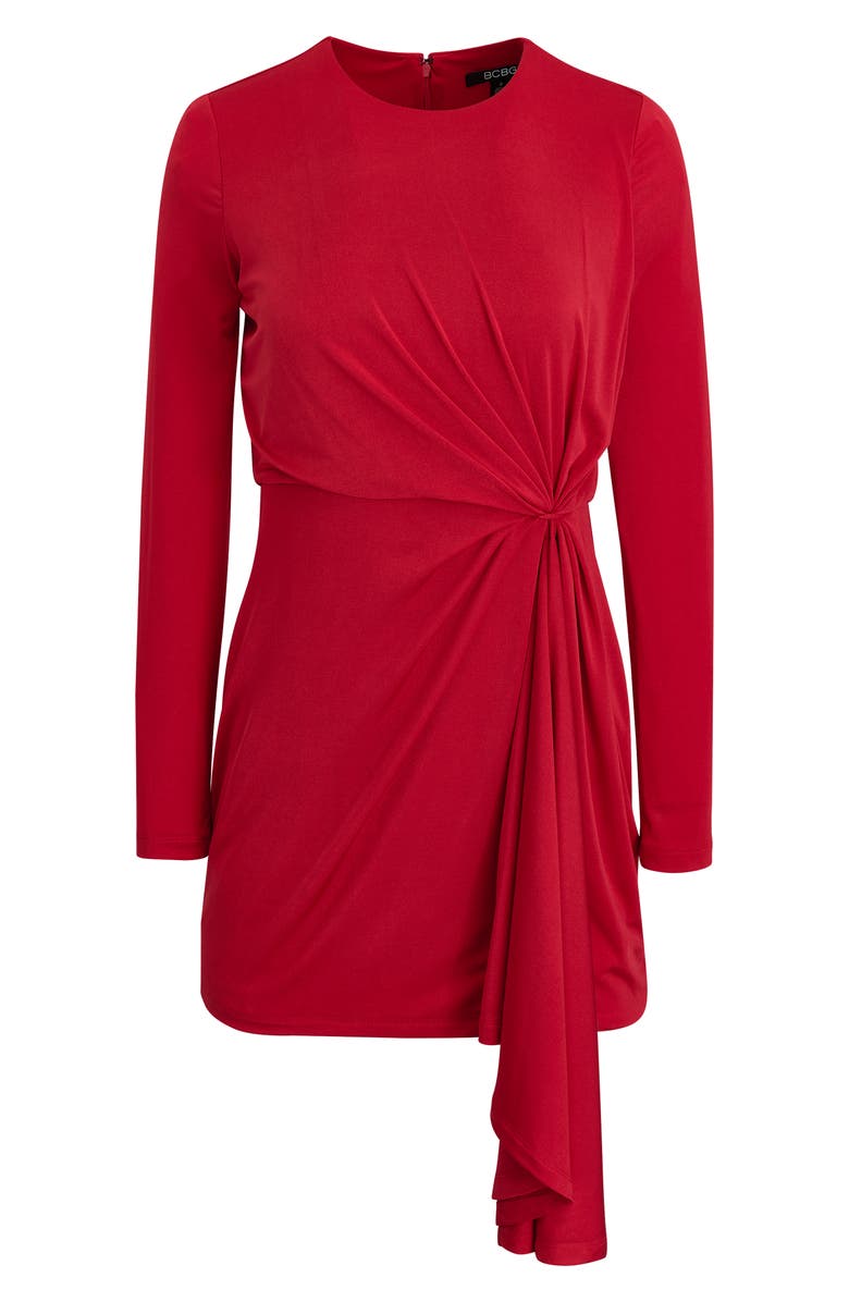 BCBG Twisted Long Sleeve Minidress, Alternate, color, Red Hot