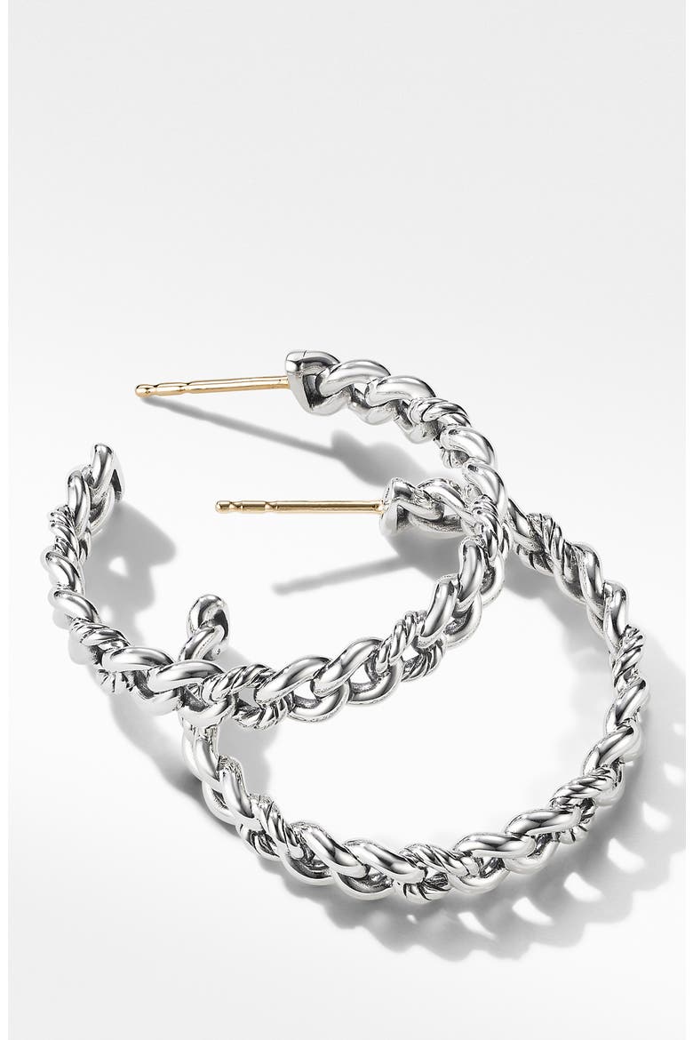 Belmont Chain Hoop Earrings, Alternate, color, SILVER