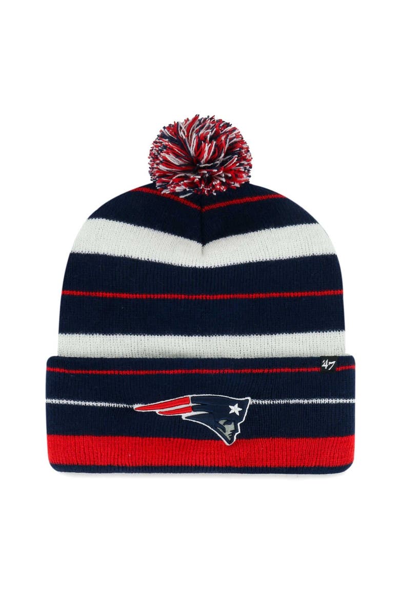 Men's '47 Navy New England Patriots Powerline Cuffed Knit Hat with Pom, Main, color, Navy