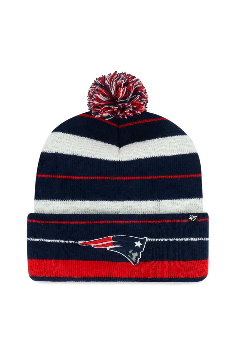 '47 Men's '47 Navy New England Patriots Powerline Cuffed Knit Hat with Pom, Main, color, Navy