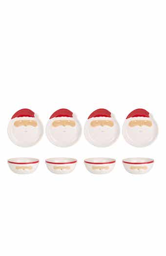 HOME ESSENTIALS AND BEYOND Set of 8 Santa Face Plates & Bowls