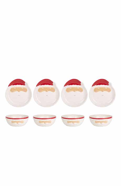HOME ESSENTIALS AND BEYOND Set of 8 Santa Face Plates & Bowls