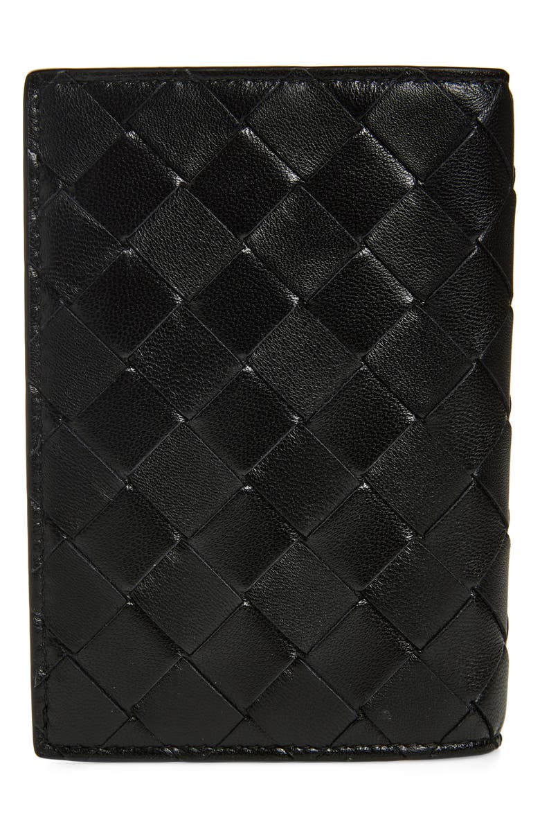 Bottega Veneta Intrecciato Leather Passport Case, Alternate, color, 8425 Black-Gold