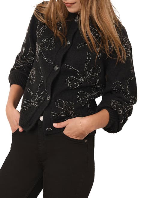 Bow Detail Embellished Cardigan