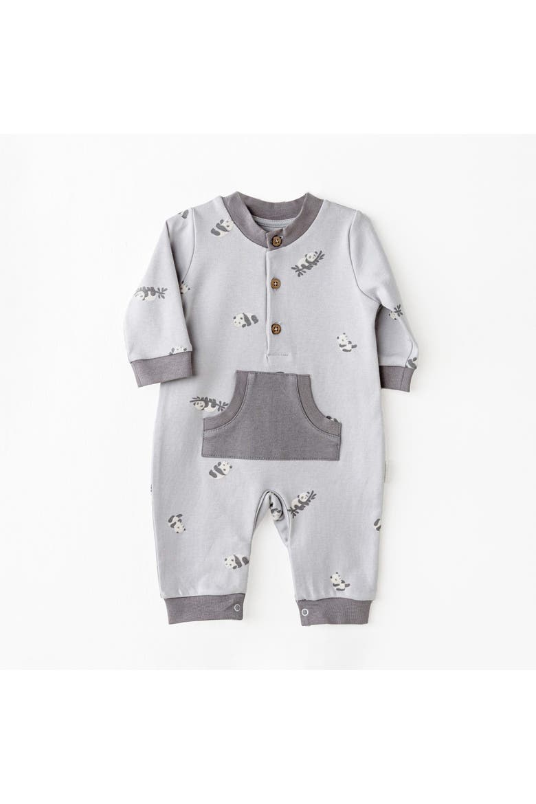Panda Pocket Romper, Main, color, Grey