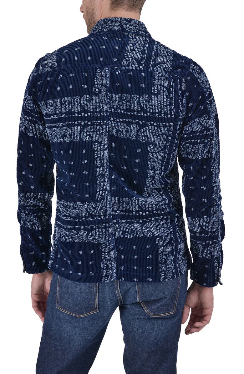 HIROSHI KATO The Vise Cotton Corduroy Chore Shirt Jacket, Alternate, color, Navy Bandana