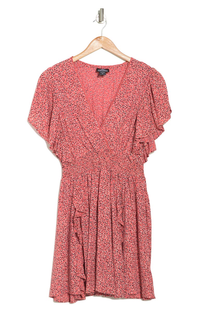 Angie V-Neck Flutter Sleeve Dress, Alternate, color, 