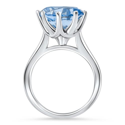 Bliss Diamond Aquamarine Solitaire Flower Ring 14k Gold 10mm Lab Grown