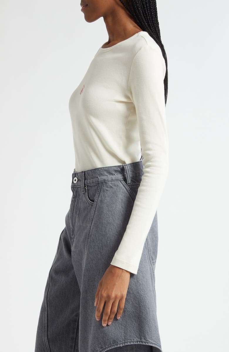 JW Anderson Anchor Embroidered Long Sleeve Underpinning Top, Alternate, color, 002 Off White