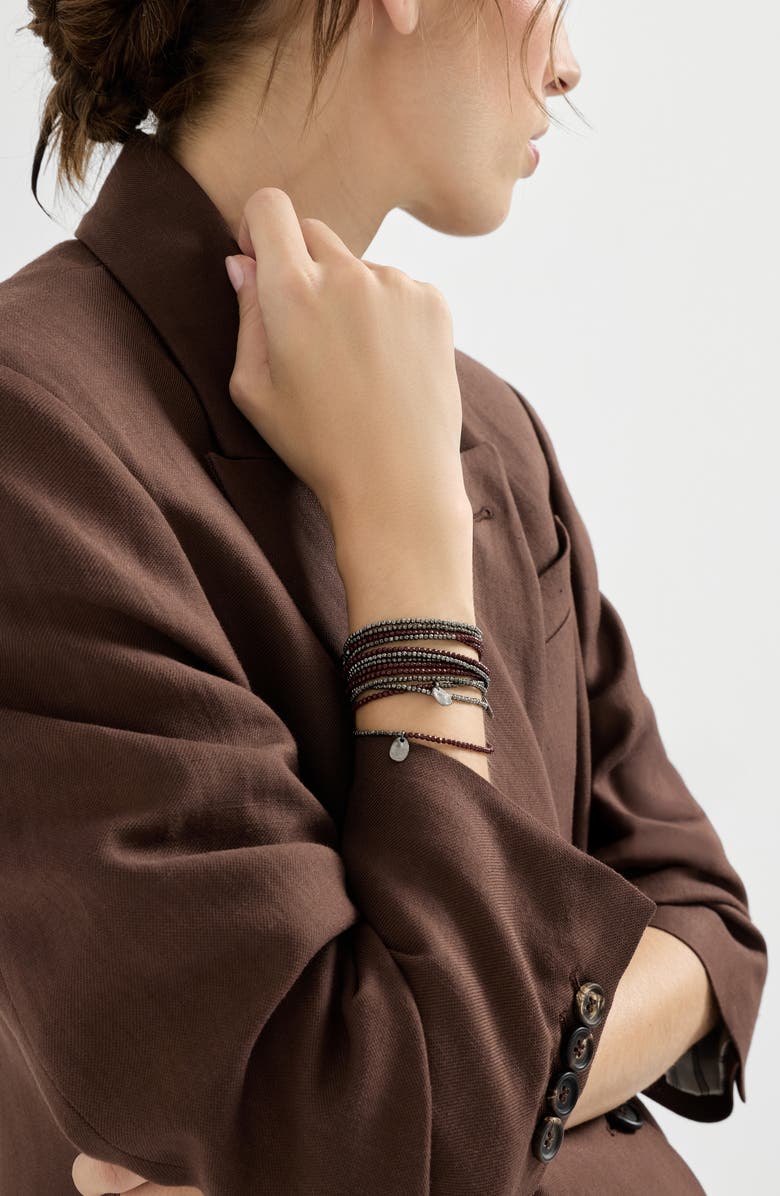 Brunello Cucinelli Hematite and Sterling Silver bracelet, Alternate, color, Red