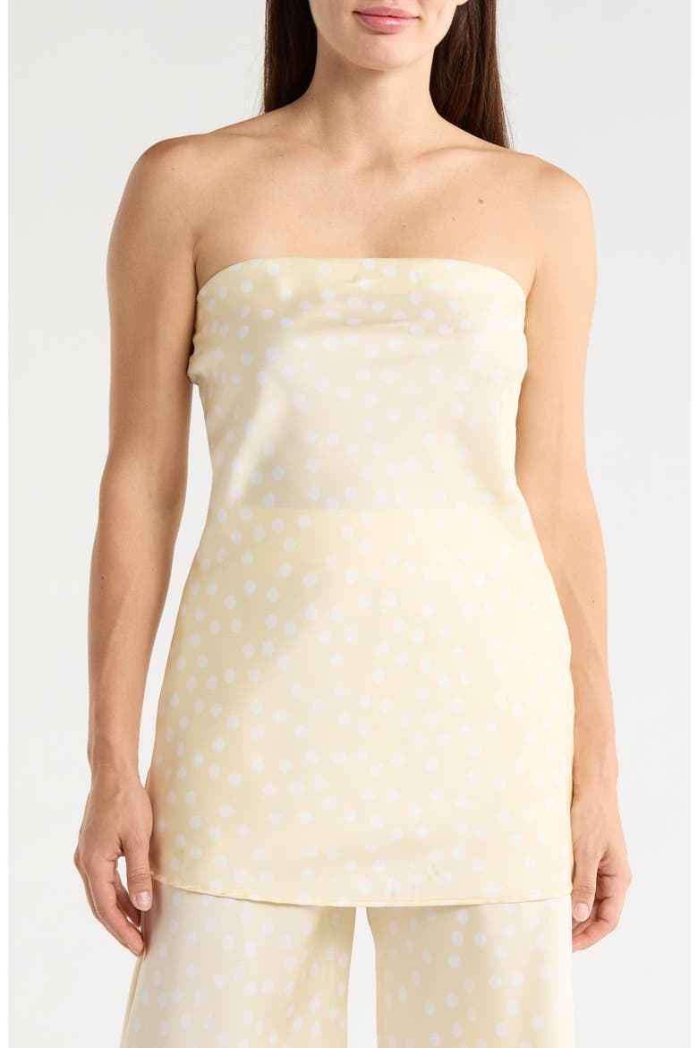 Polka Dot Strapless Tunic Top, Main, color, BUTTER