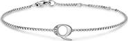 David Yurman Petite Pavé Initial Chain Bracelet in Sterling Silver with Diamonds
