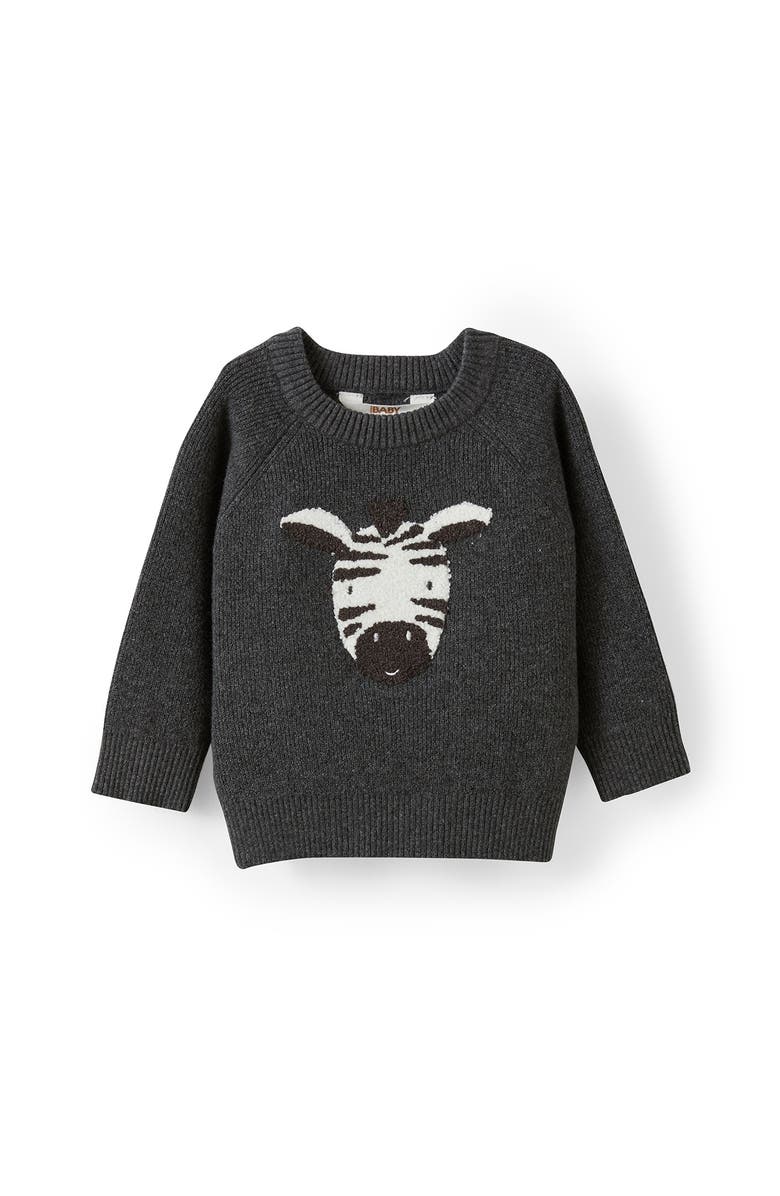 Cotton On Kids Organic Knit Sweater, Main, color, Charcoal Marle Zebra