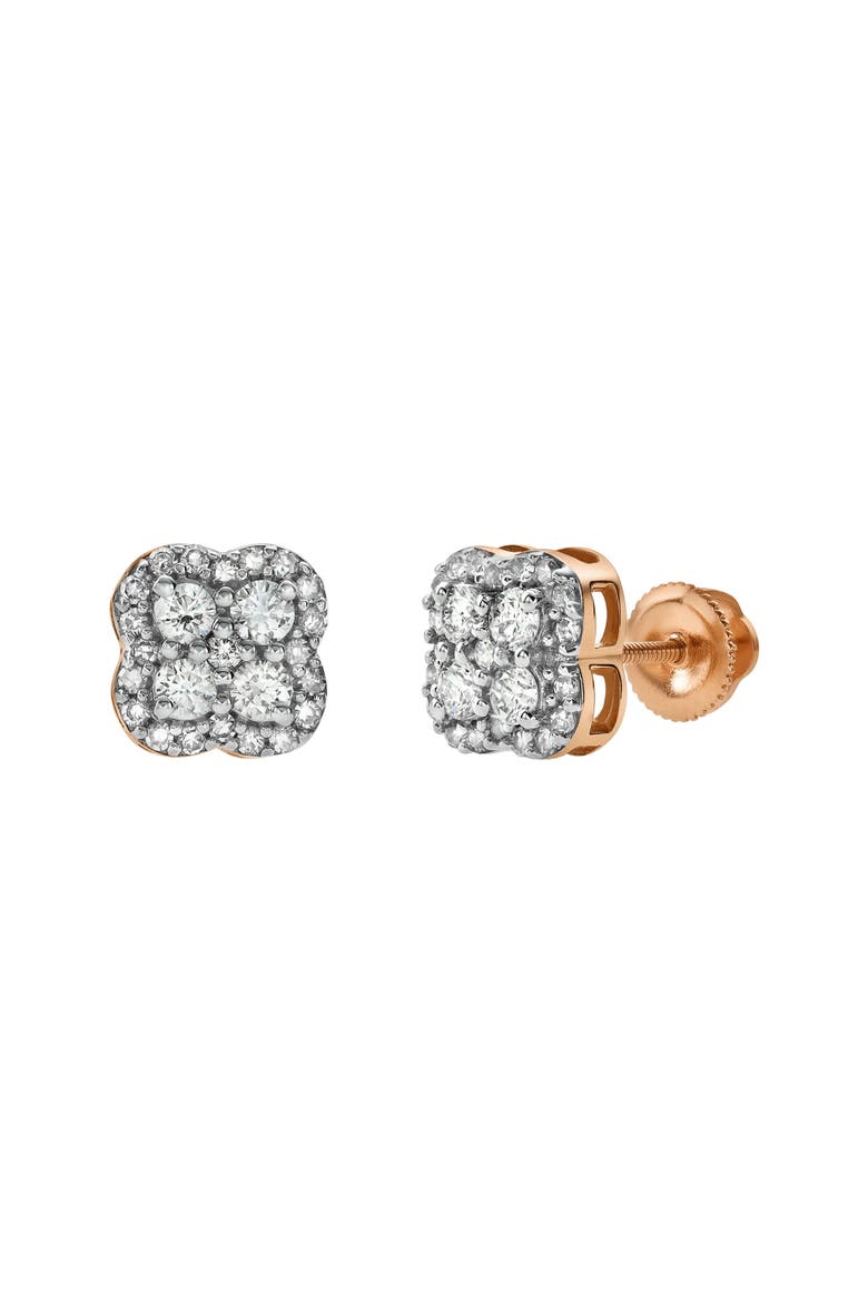 Clover 14K Gold Diamond Stud Earrings - 0.5ct., Main, color, 14K Rose Gold
