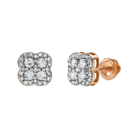 Clover 14K Gold Diamond Stud Earrings - 0.5ct.