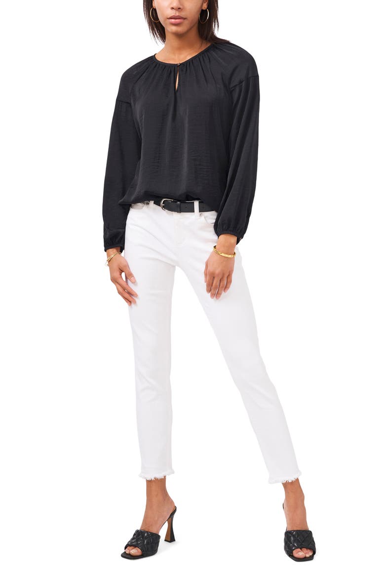 Hammered Satin Blouse, Alternate, color, RICH BLACK