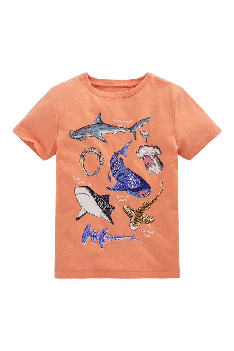 Kids' Educational Graphic T-Shirt, Main, color, ORANGE SHARKS