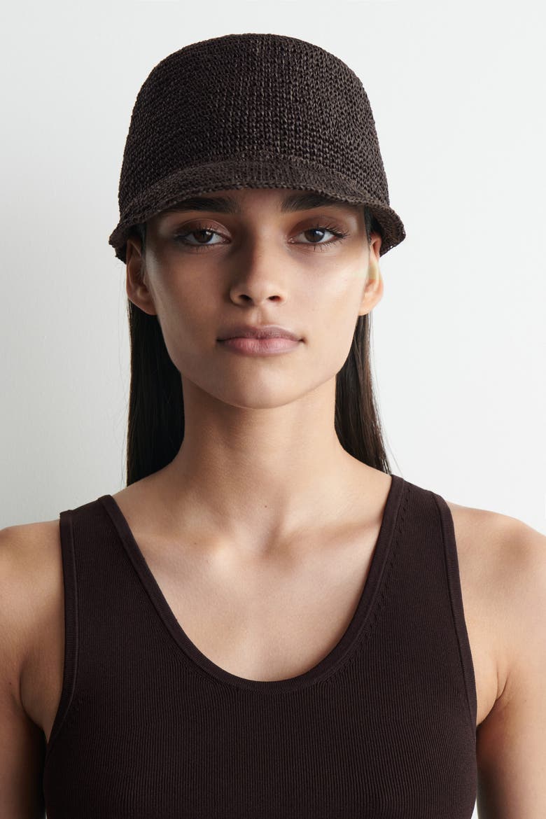 Woven Paper Cap, Alternate, color, BROWN