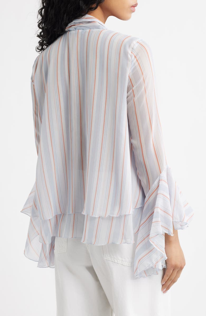 MANGO Leif Stripe Ruffle Shirt, Alternate, color, Blue